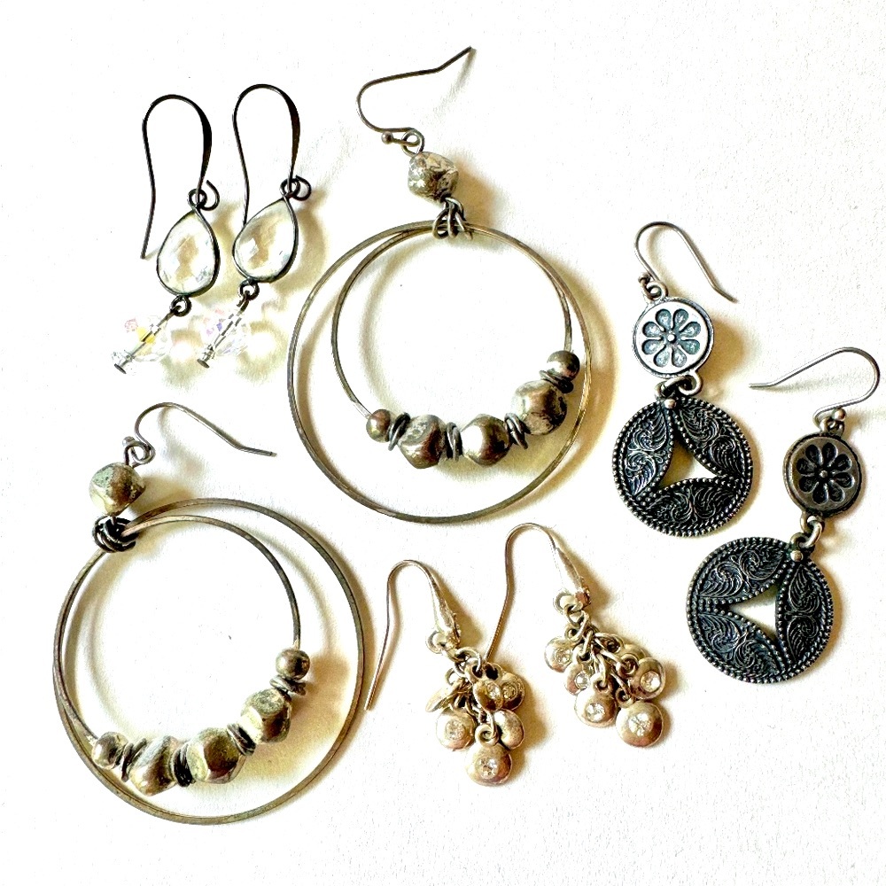 Crystal, Embossed, Distressed Earring Set
